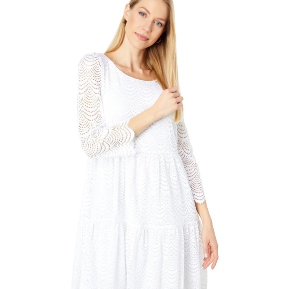 Lilly Pulitzer Resort White Geanna Scalloped Shell Lace Swing Dress - Picture 3 of 8